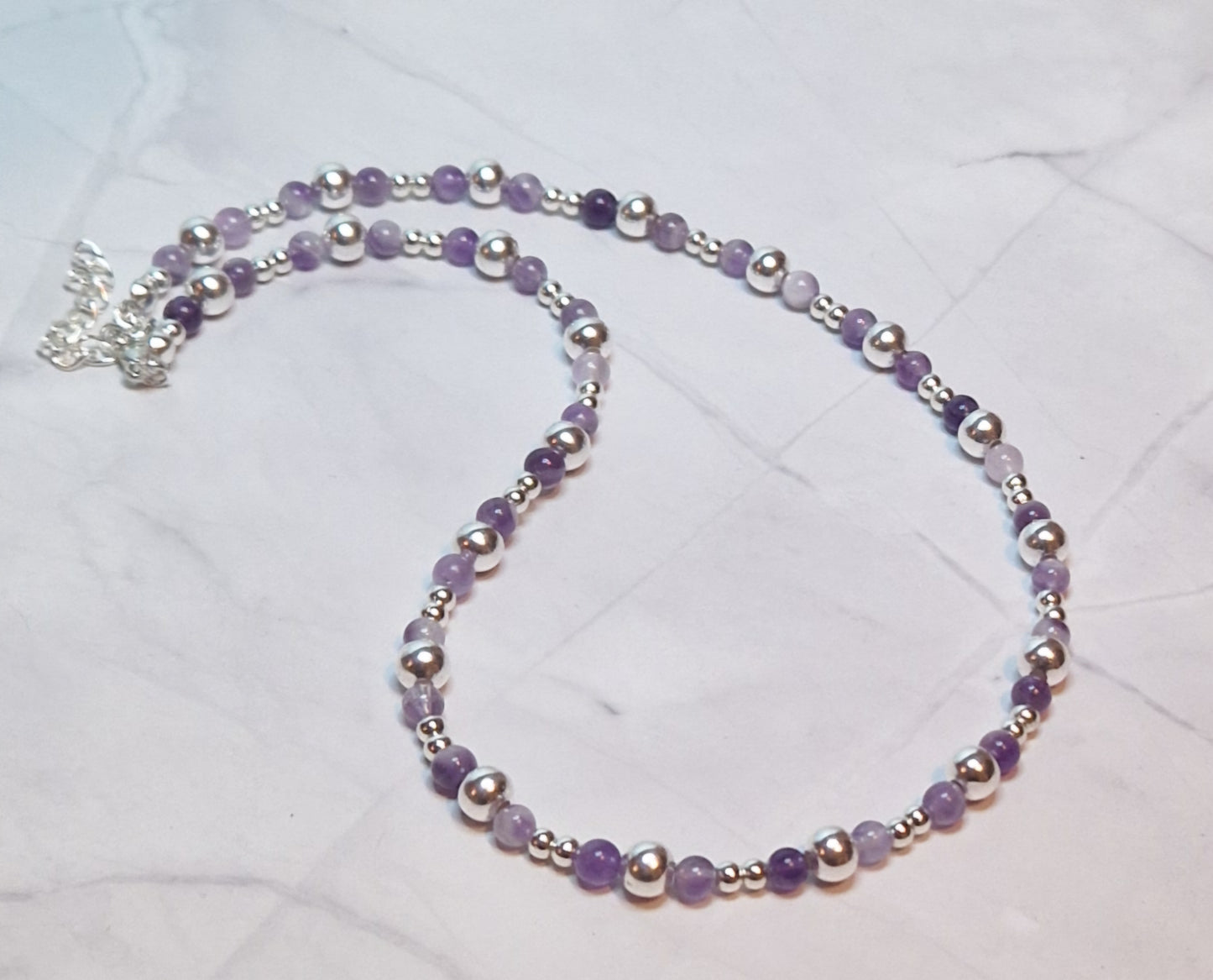 Peace amethyst and silver necklace