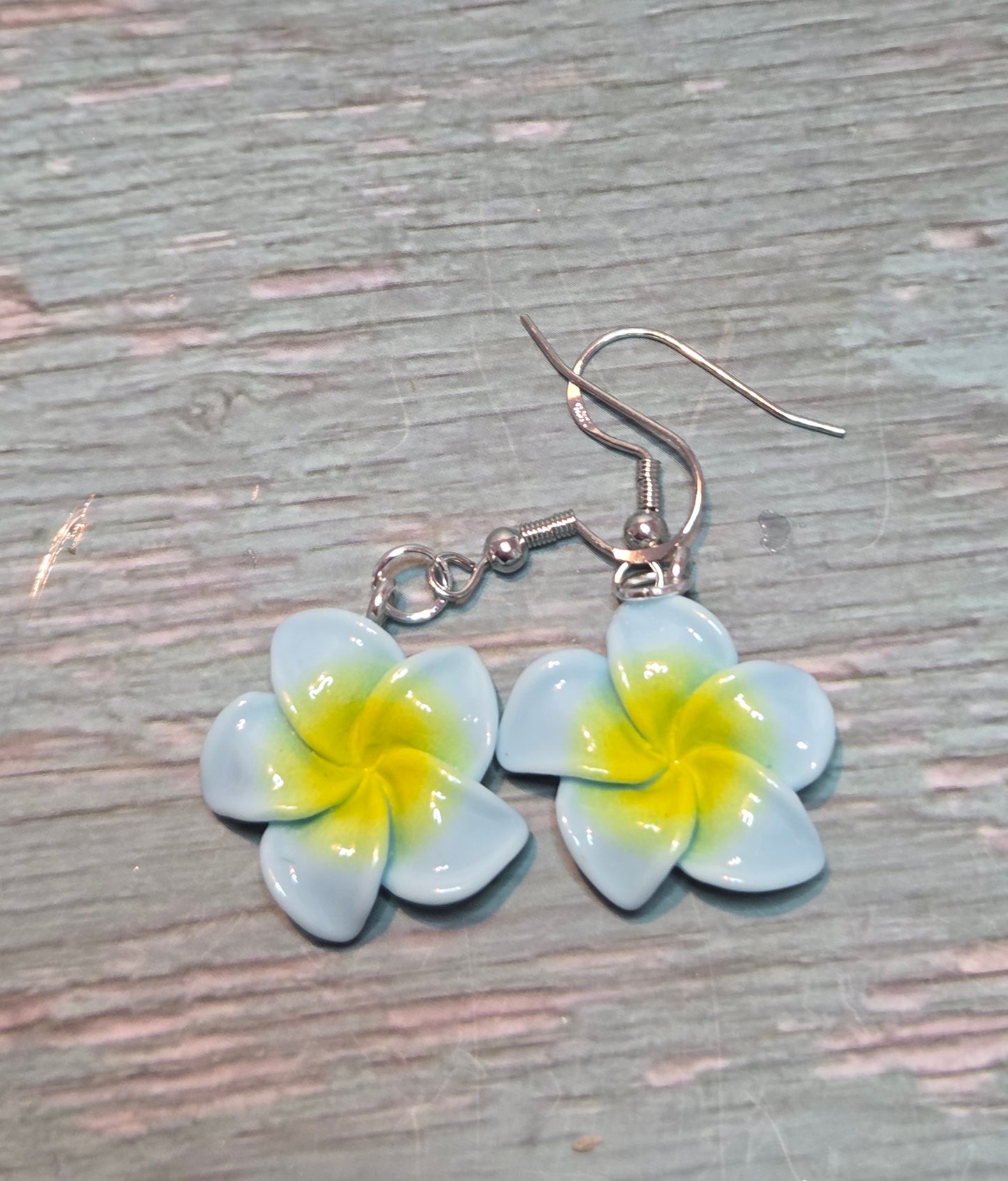 Frangipani flower earrings