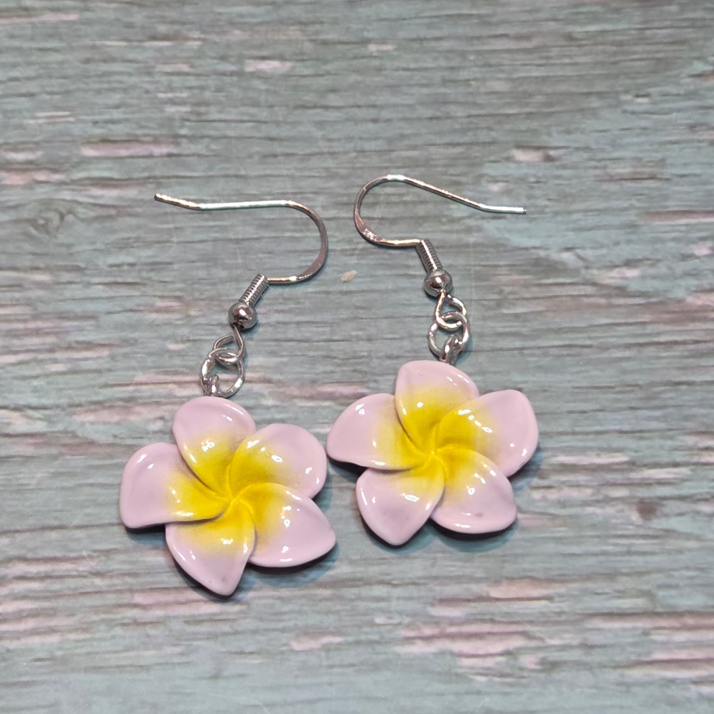 Frangipani flower earrings