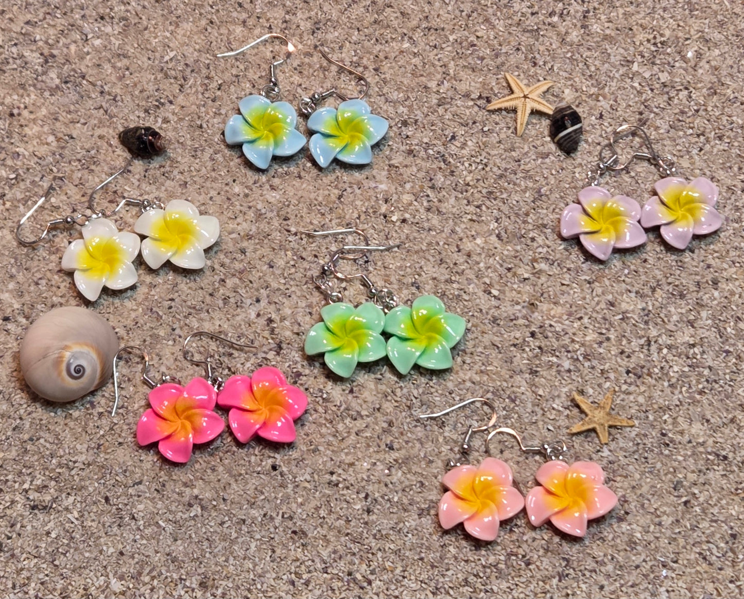 Frangipani flower earrings
