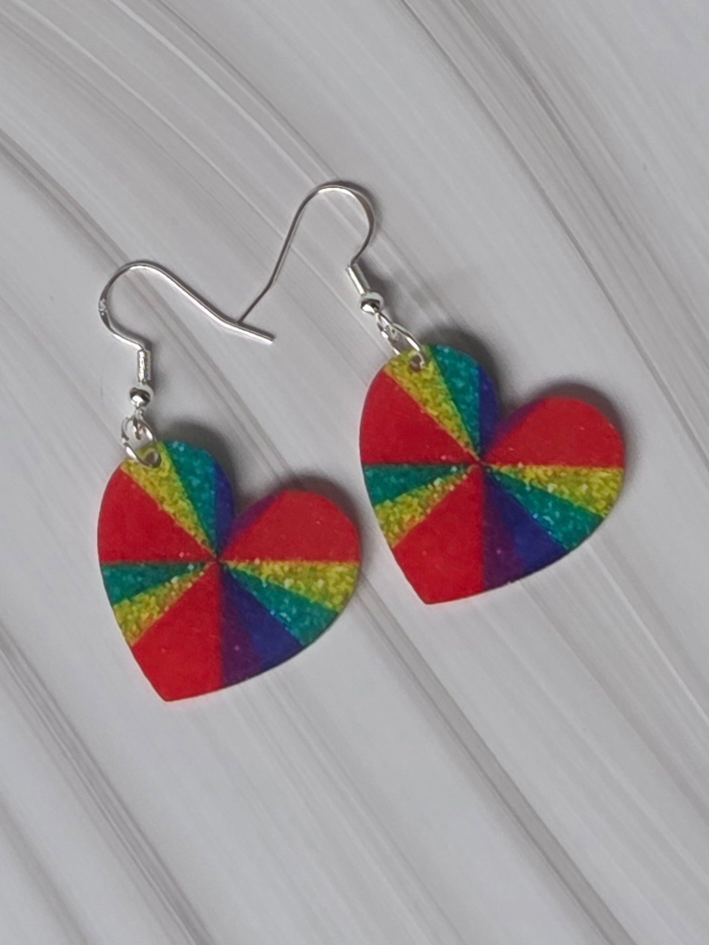 Rainbow heart earrings