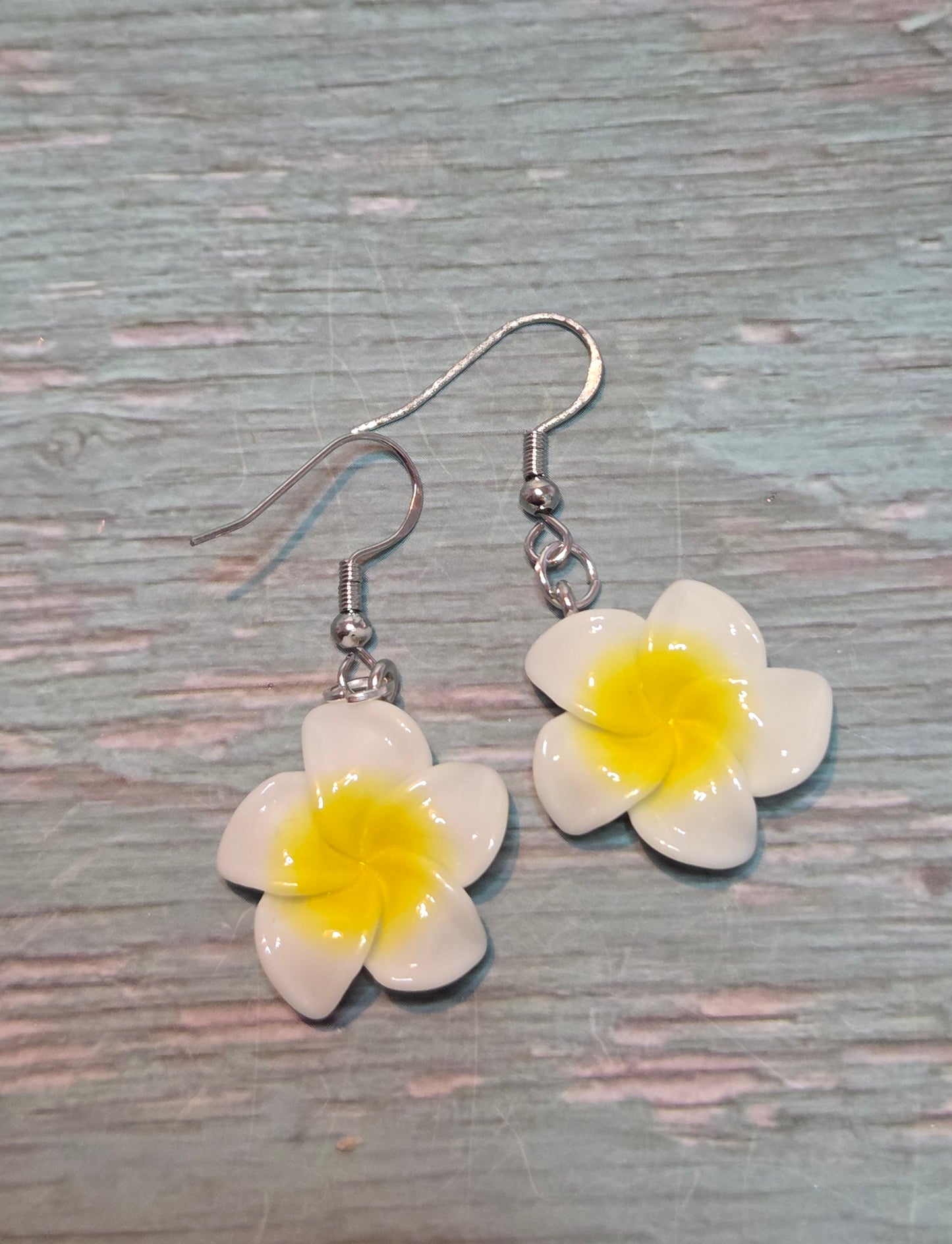Frangipani flower earrings