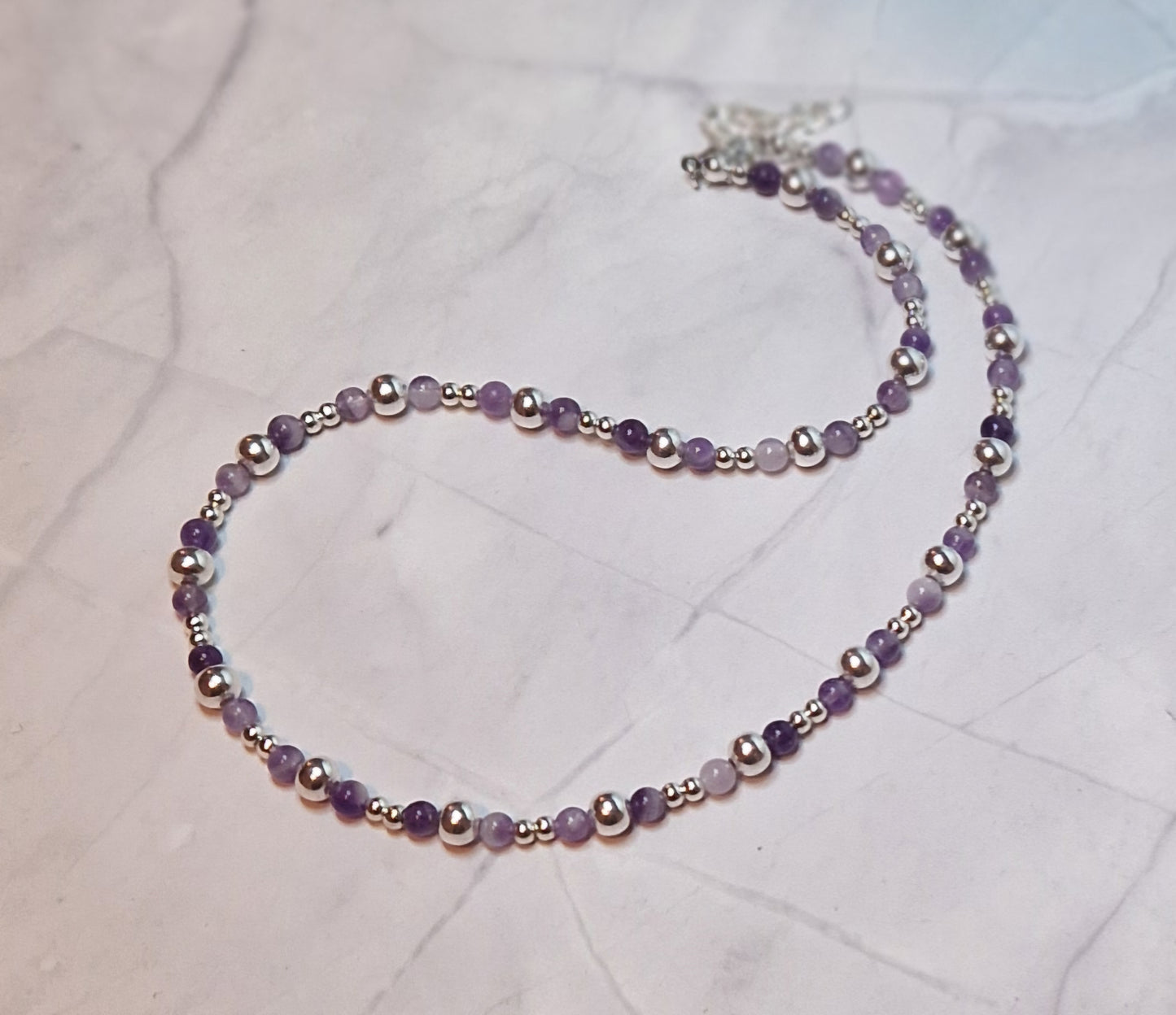 Peace amethyst and silver necklace