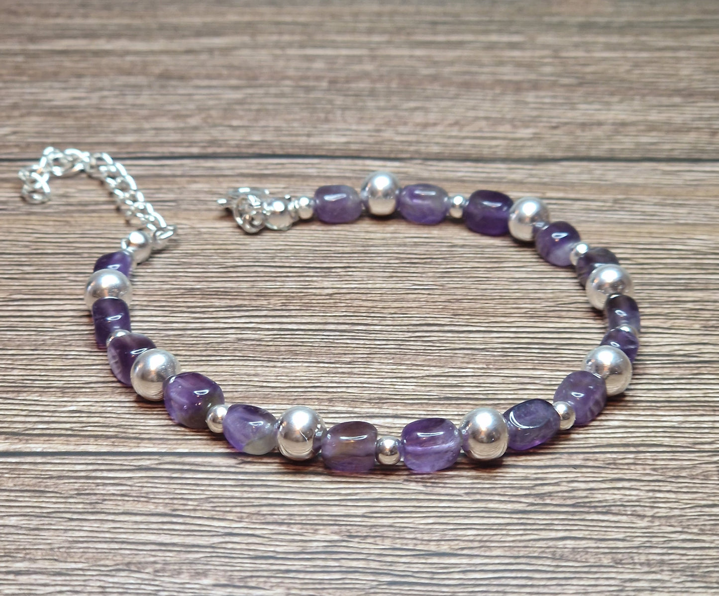 Amethyst and silver bracelet