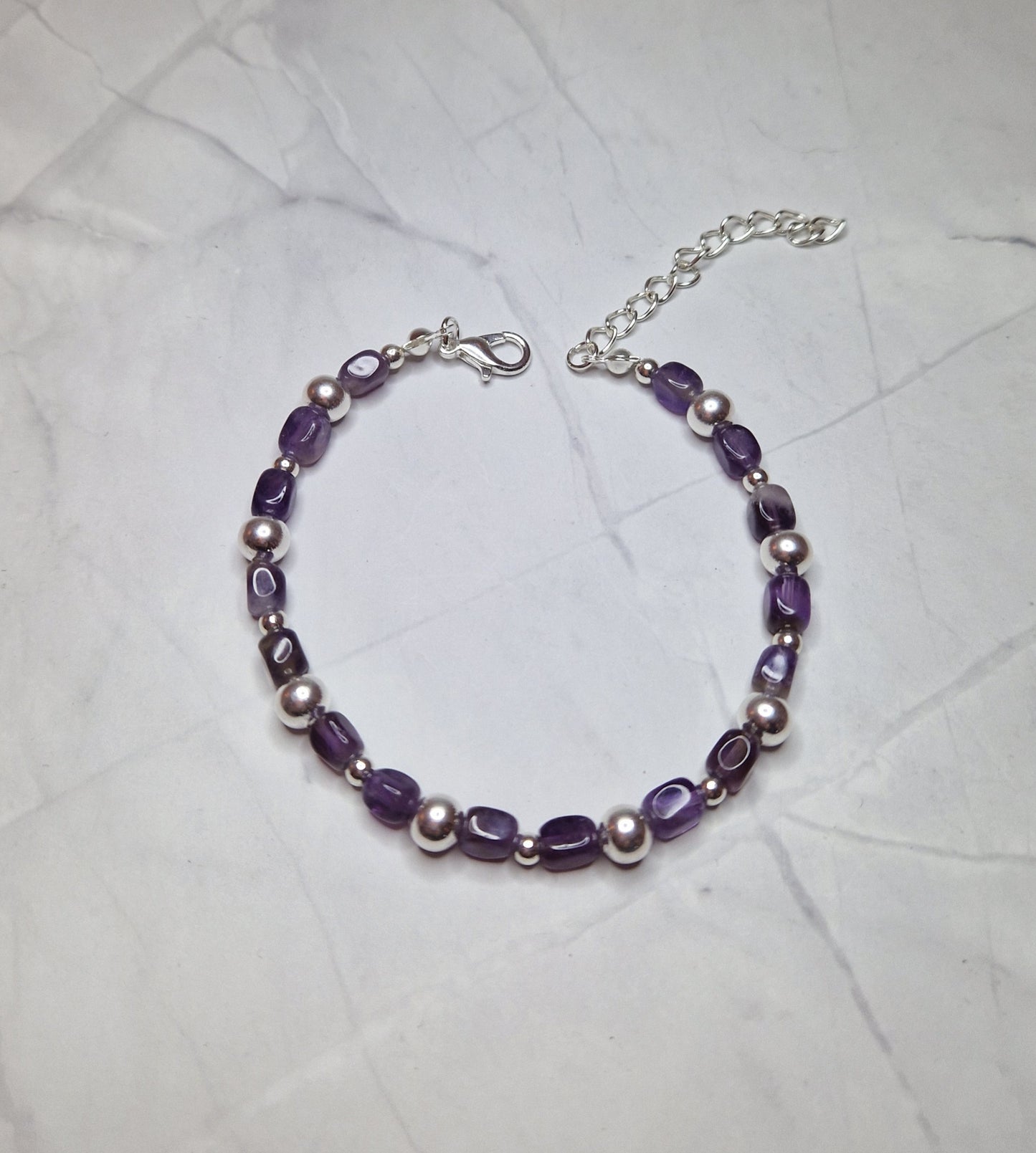 Amethyst and silver bracelet