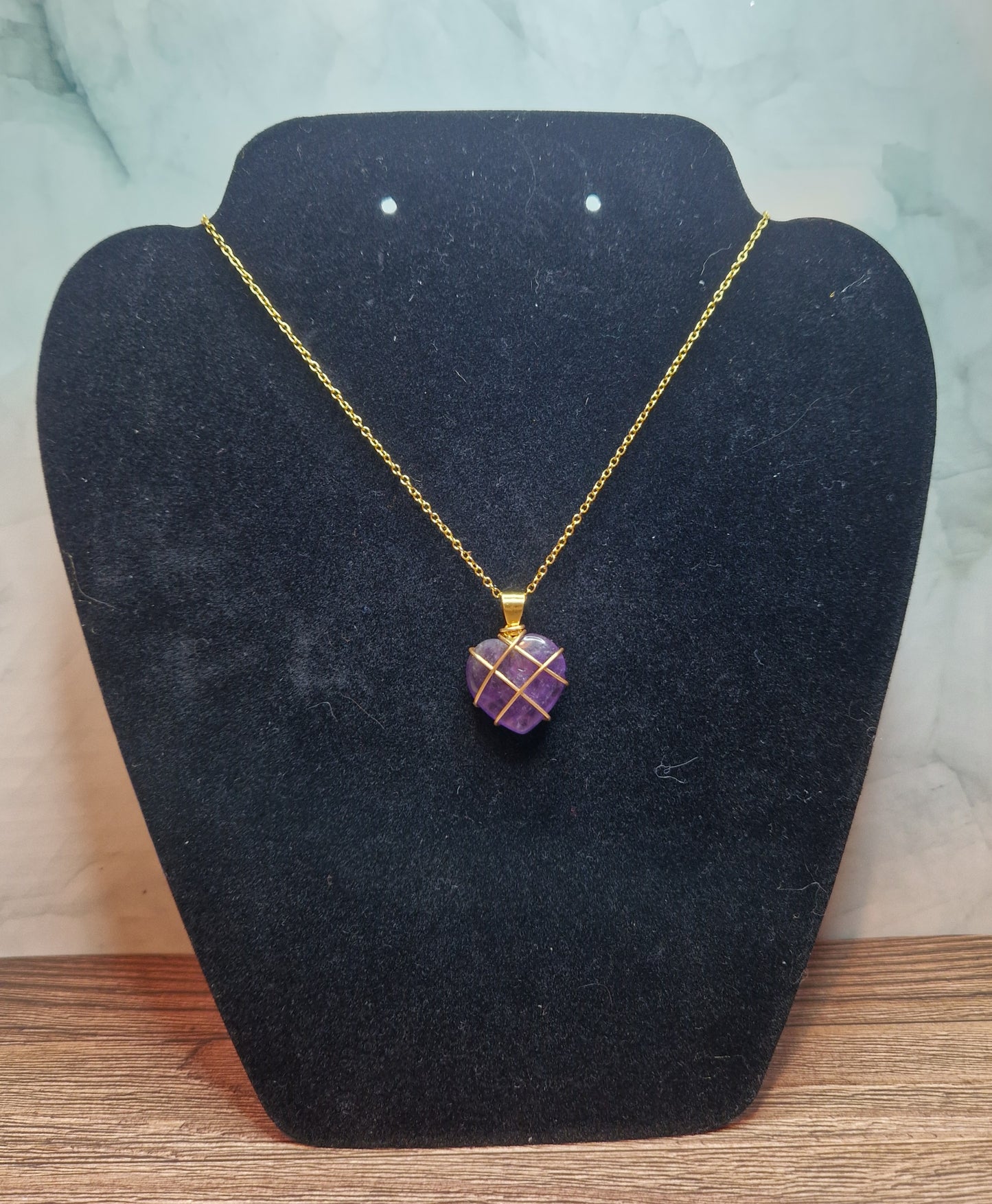 Amethyst heart pendant necklace