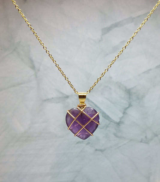 Amethyst heart pendant necklace