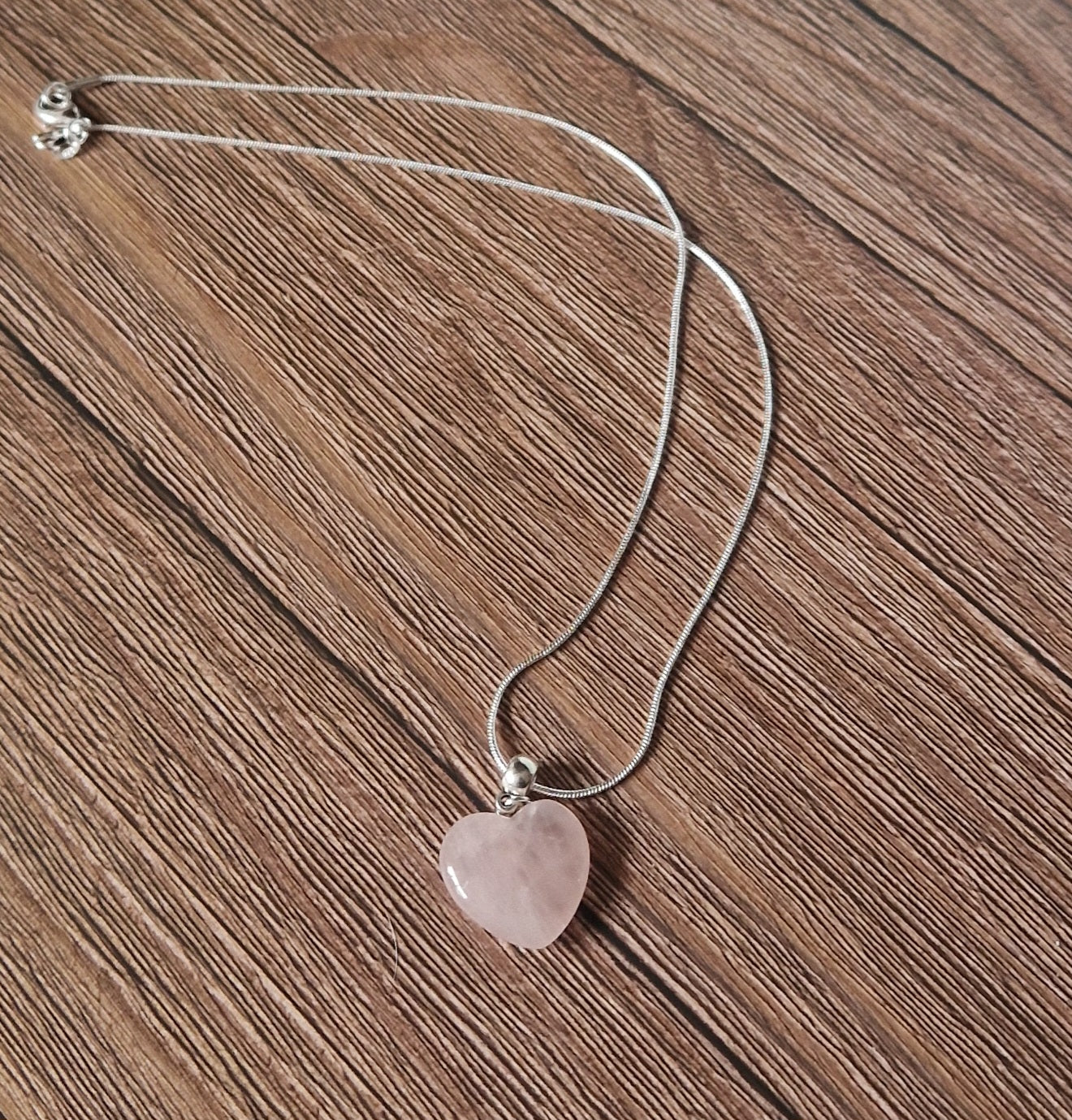 Rose quartz heart necklace