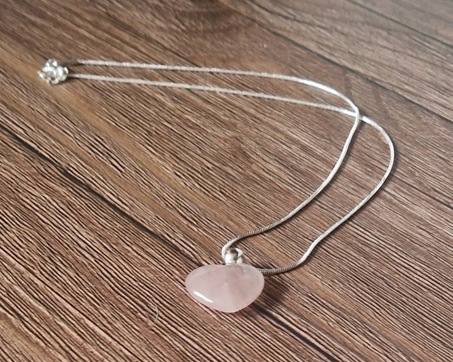 Rose quartz heart necklace