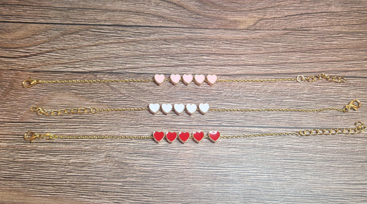 Enamel heart bracelet