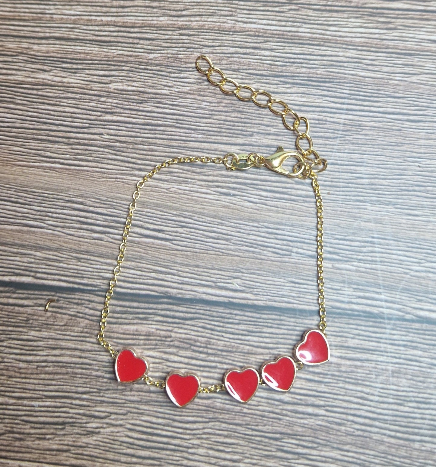 Enamel heart bracelet