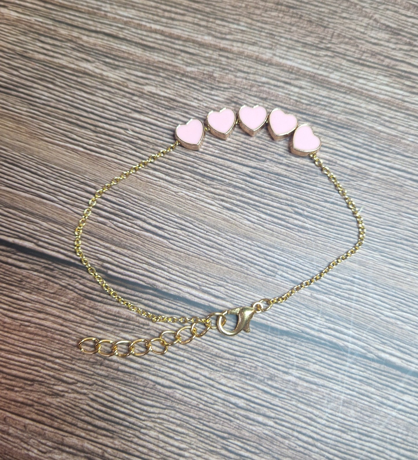 Enamel heart bracelet