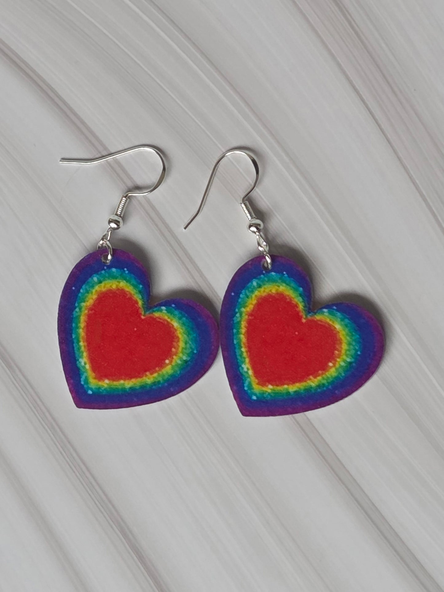 Rainbow heart earrings