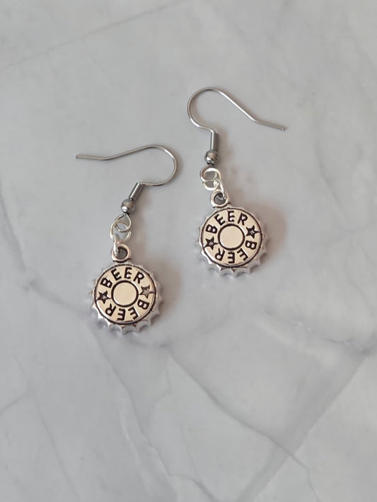 Beer bottle cap earrings