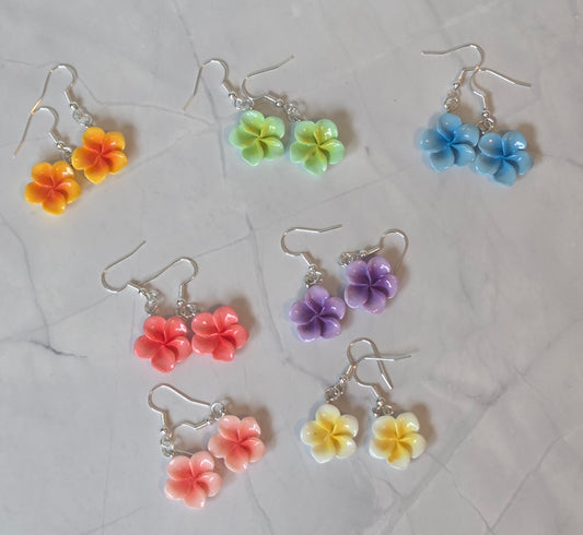 Frangipani flower earrings