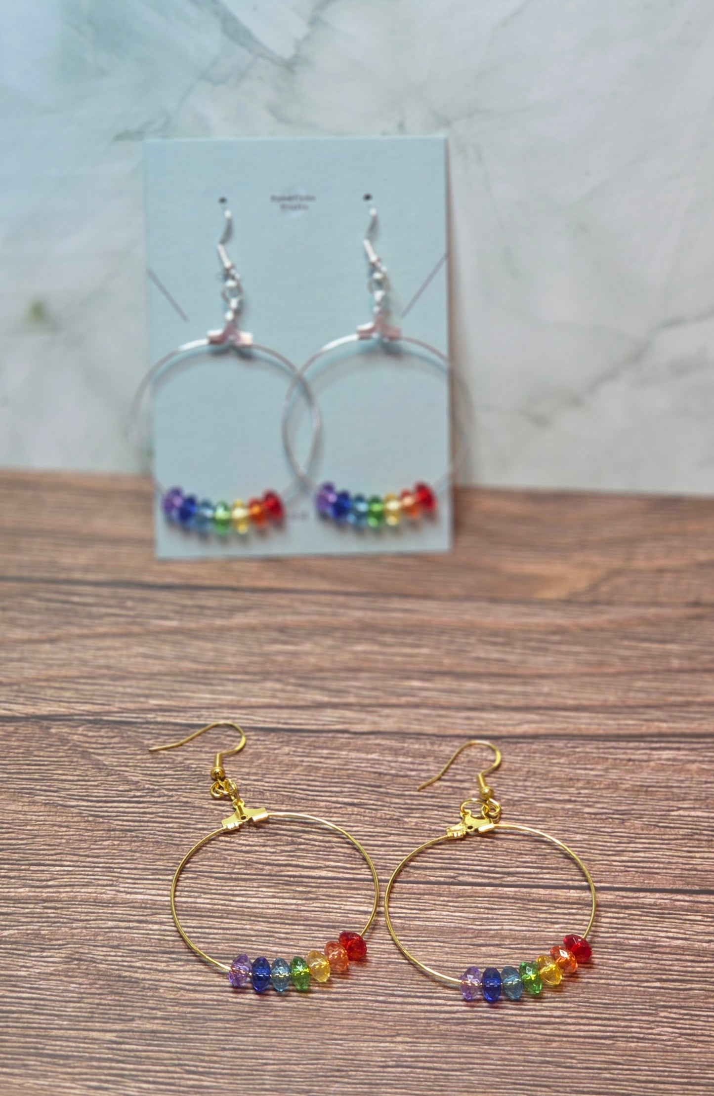Rainbow hoop earrings