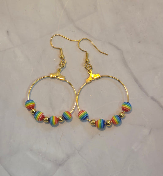 Stripy rainbow hoop earrings
