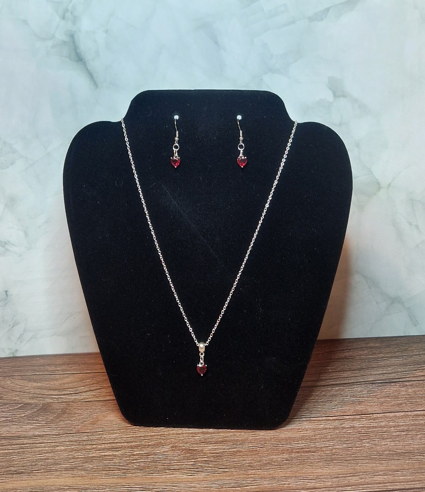 Zircon birthstone necklace and earrings set