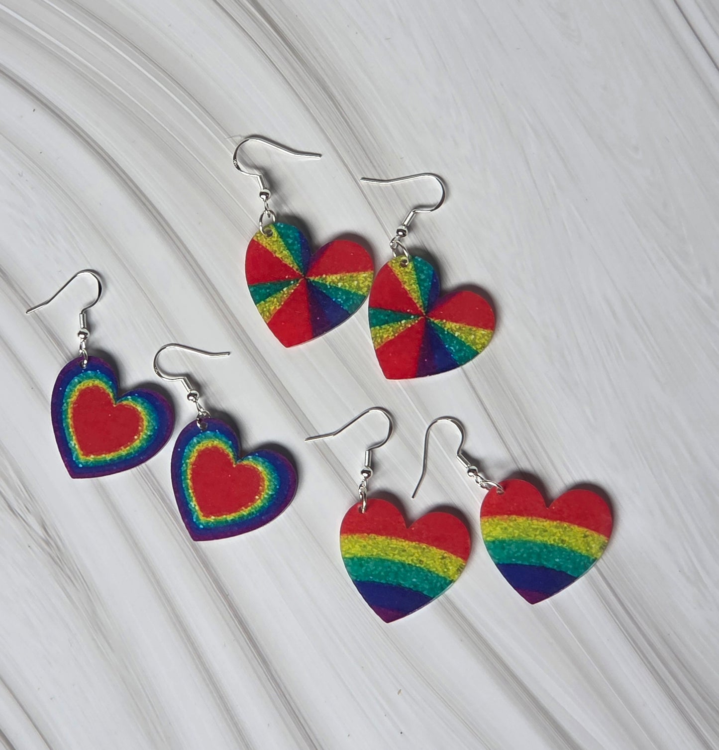 Rainbow heart earrings