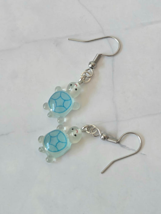 Glow in the dark turtle earrings
