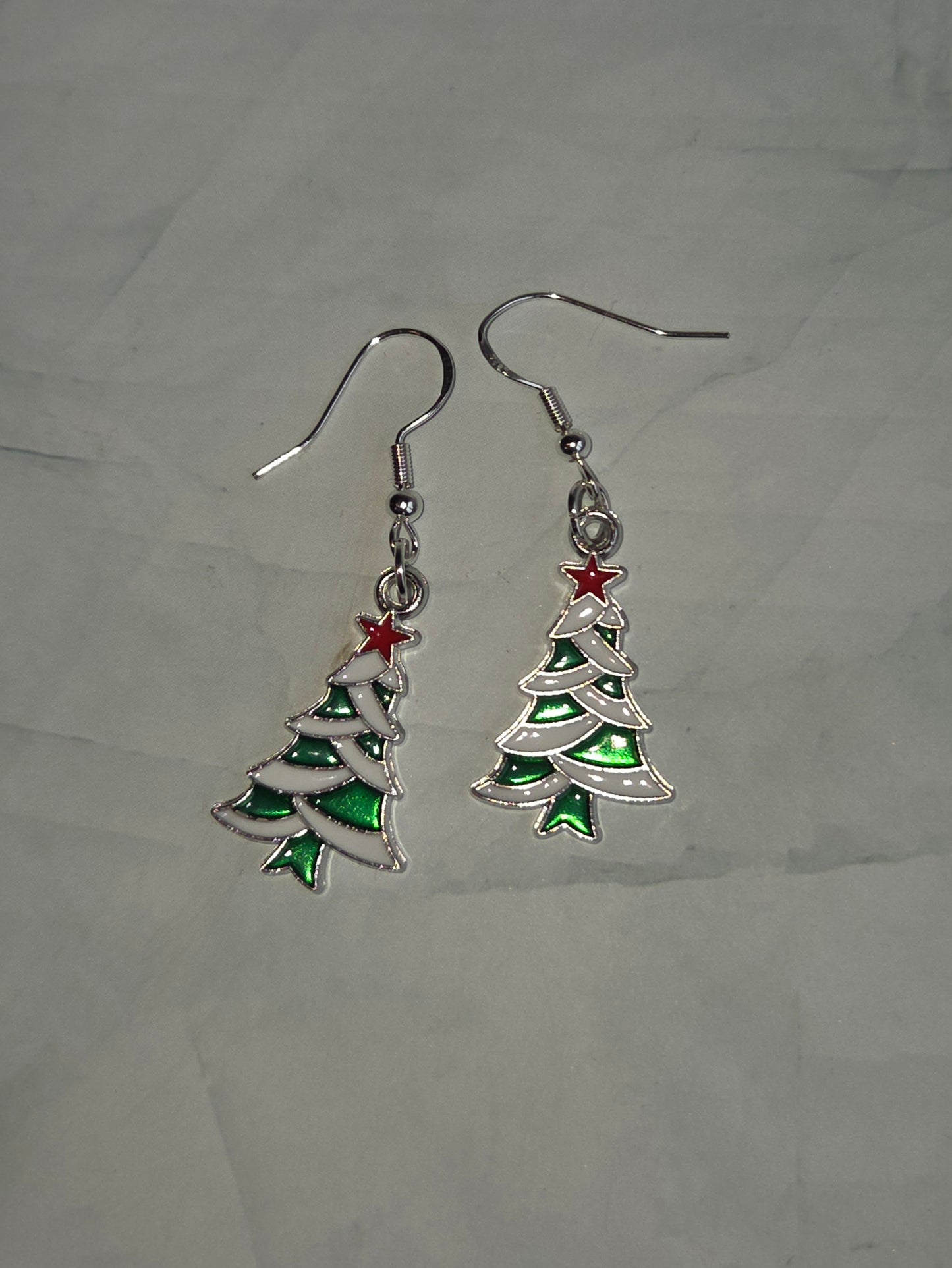 Enamel Christmas tree earrings
