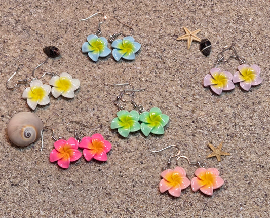 Frangipani flower earrings