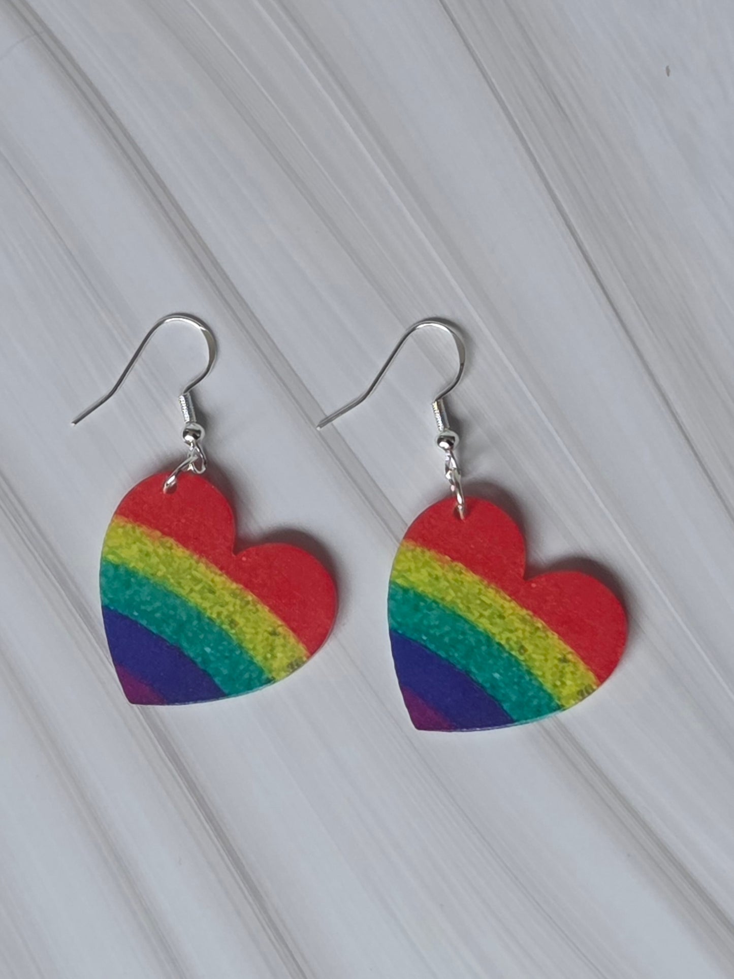 Rainbow heart earrings