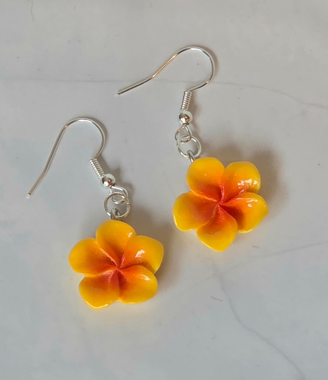 Frangipani flower earrings