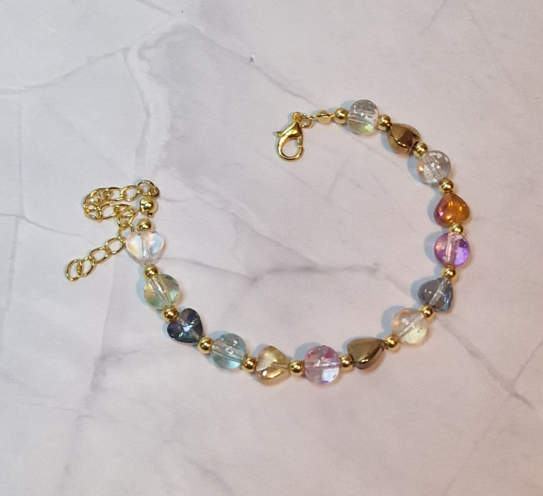 Glass hearts bracelet