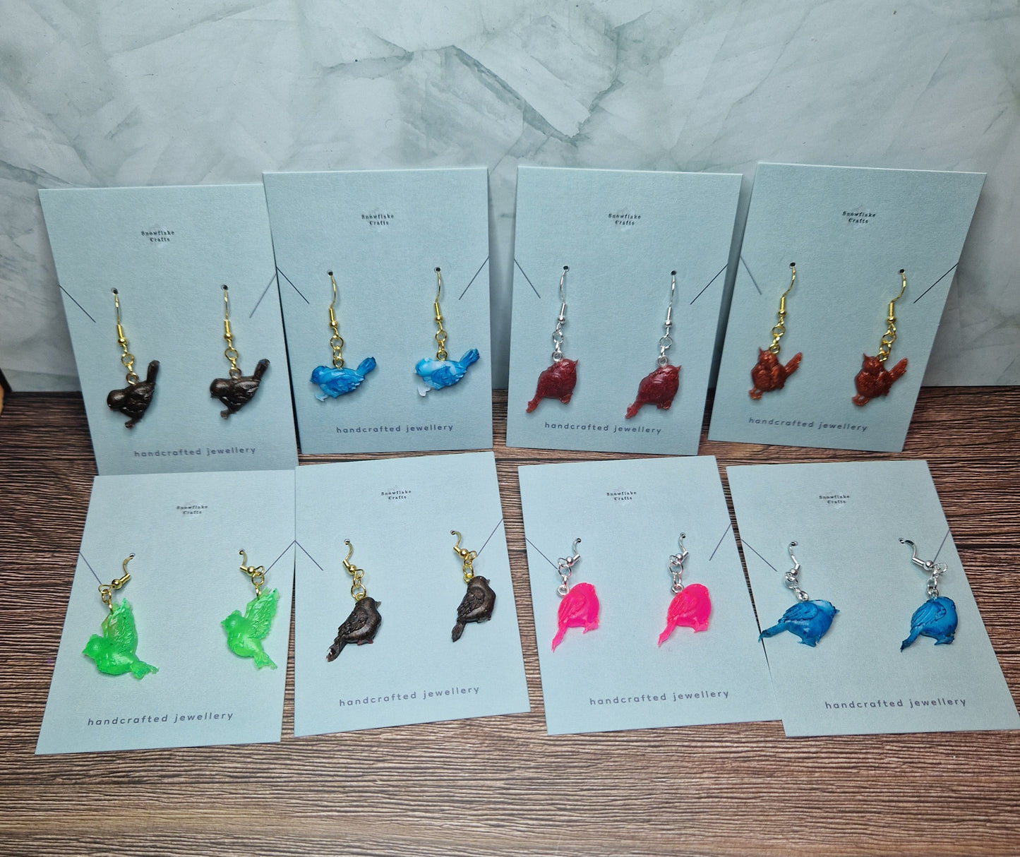 Resin bird earrings