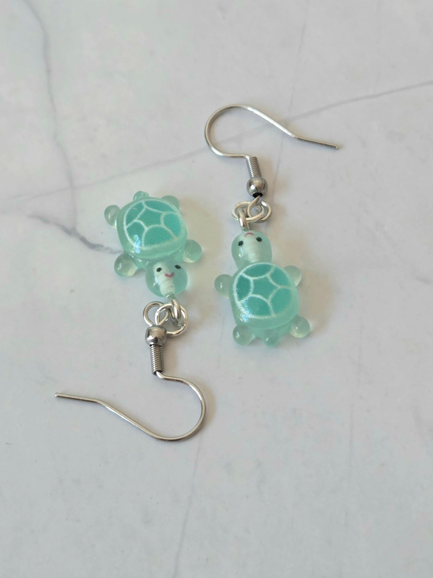 Glow in the dark turtle earrings