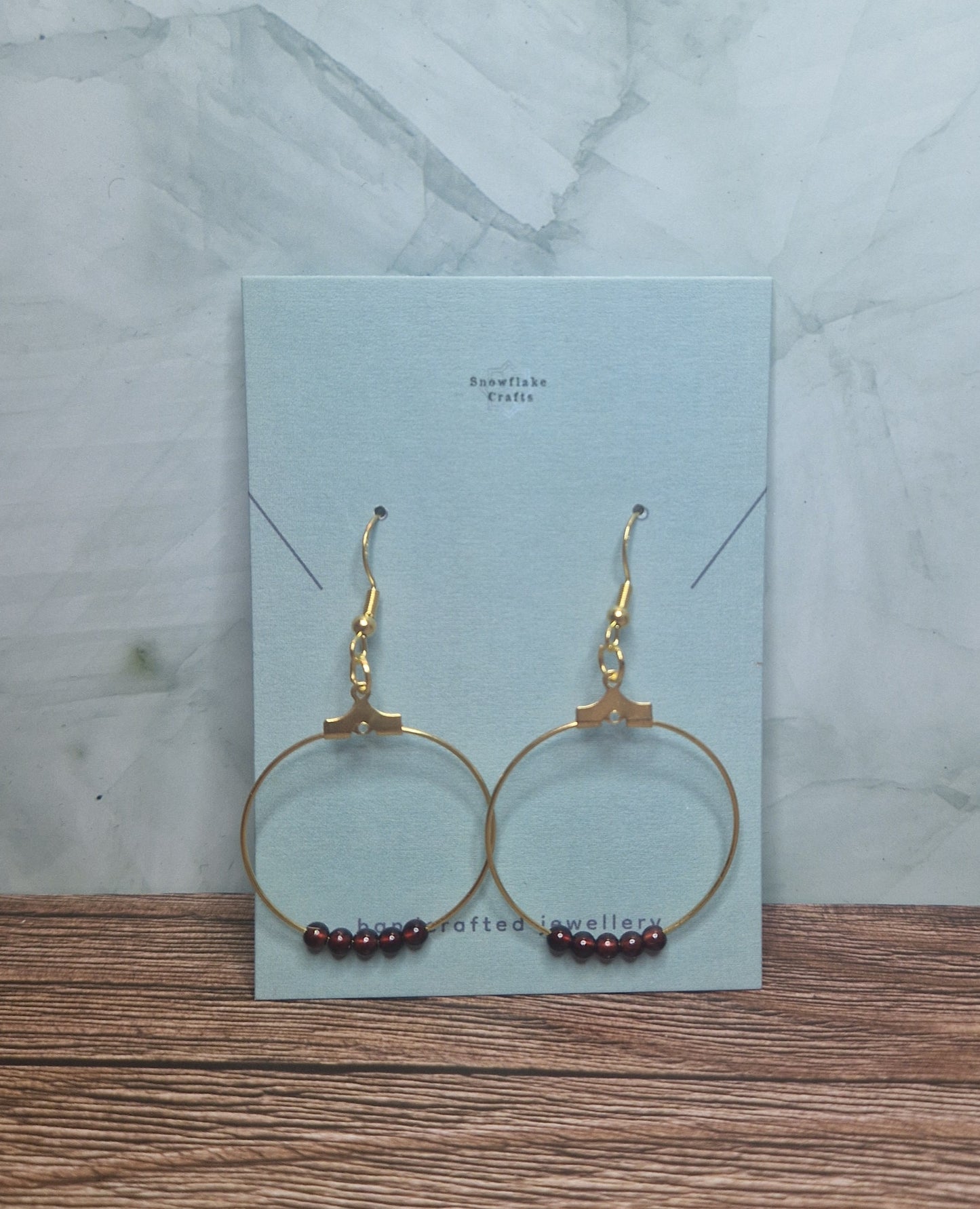 Garnet hoop earrings