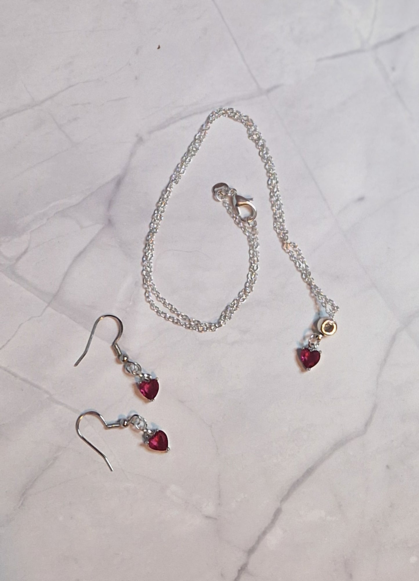 Zircon birthstone necklace and earrings set