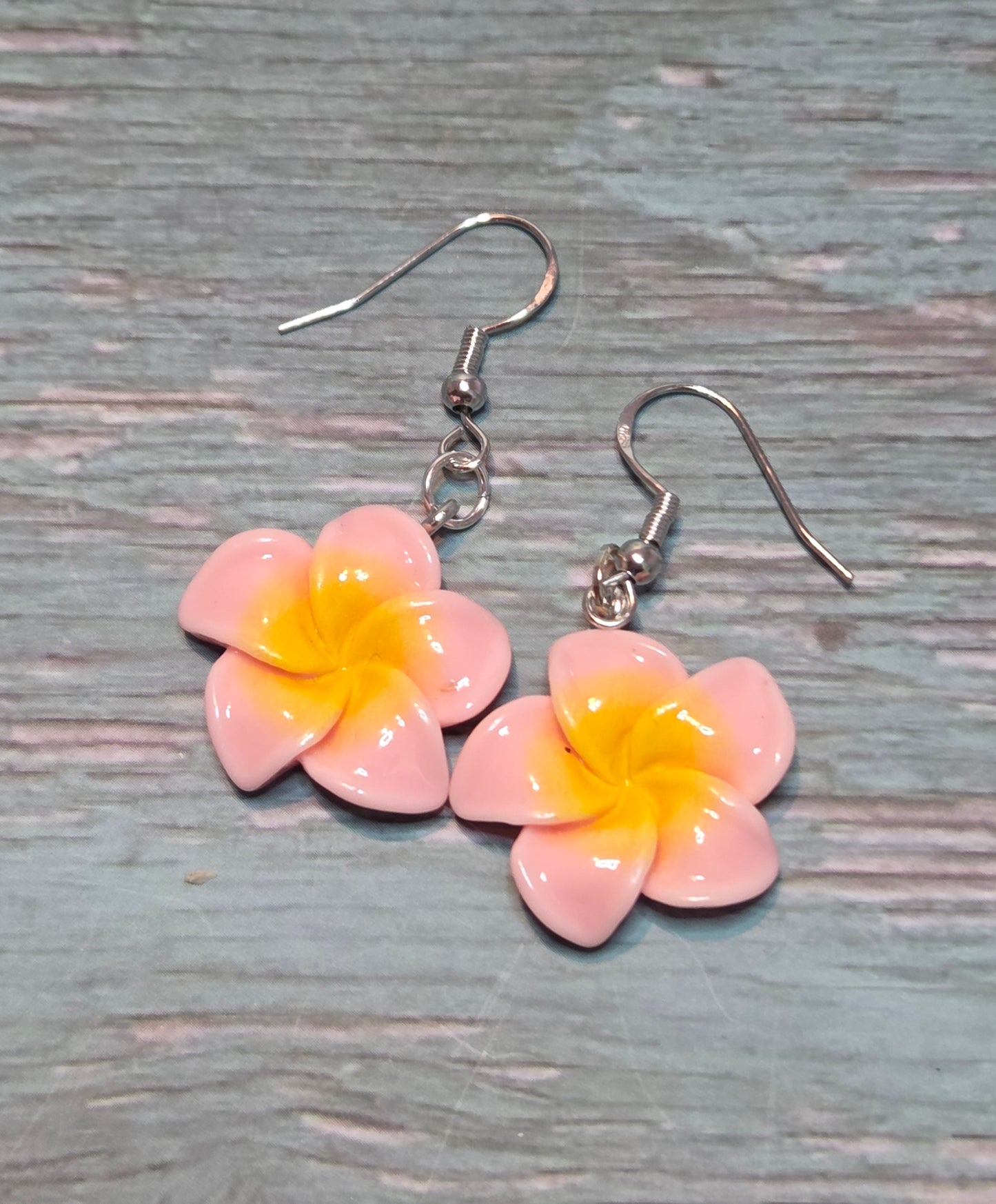 Frangipani flower earrings