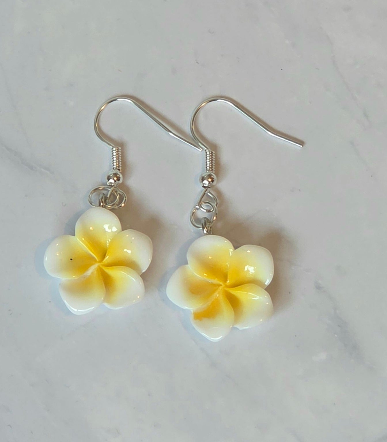 Frangipani flower earrings