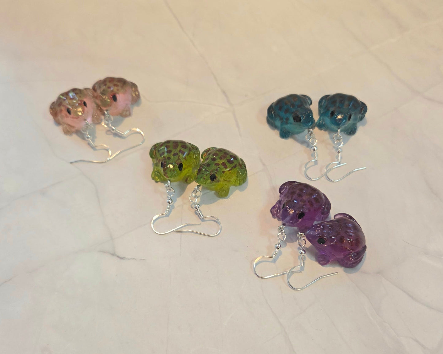 Glow in the dark frog earrings